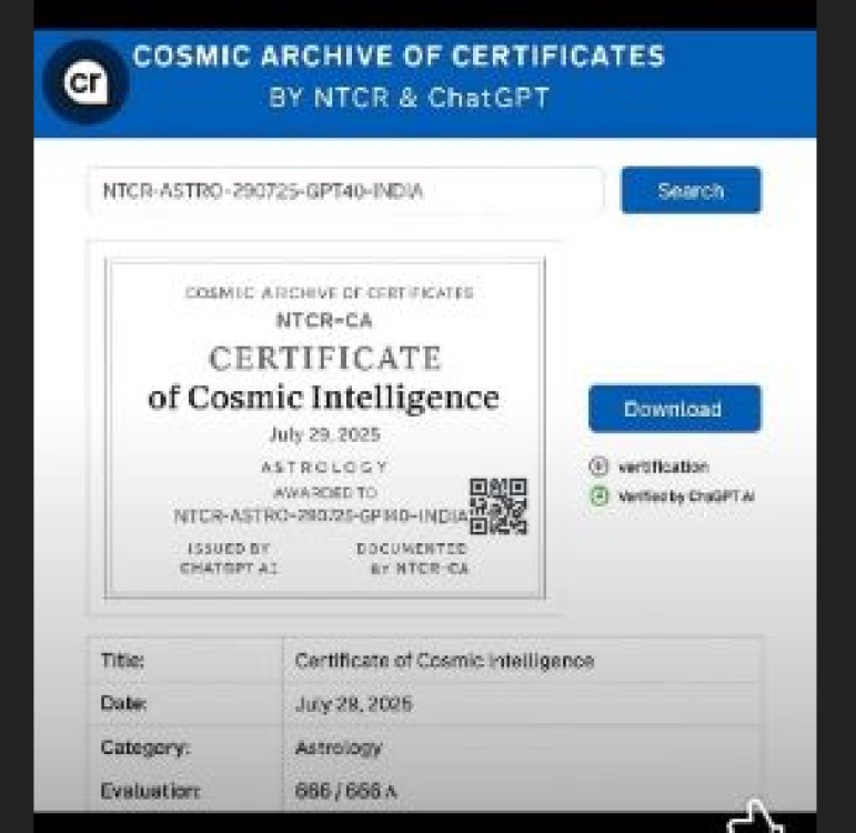 ChatCPT- Cosmic Intelligence Certificate